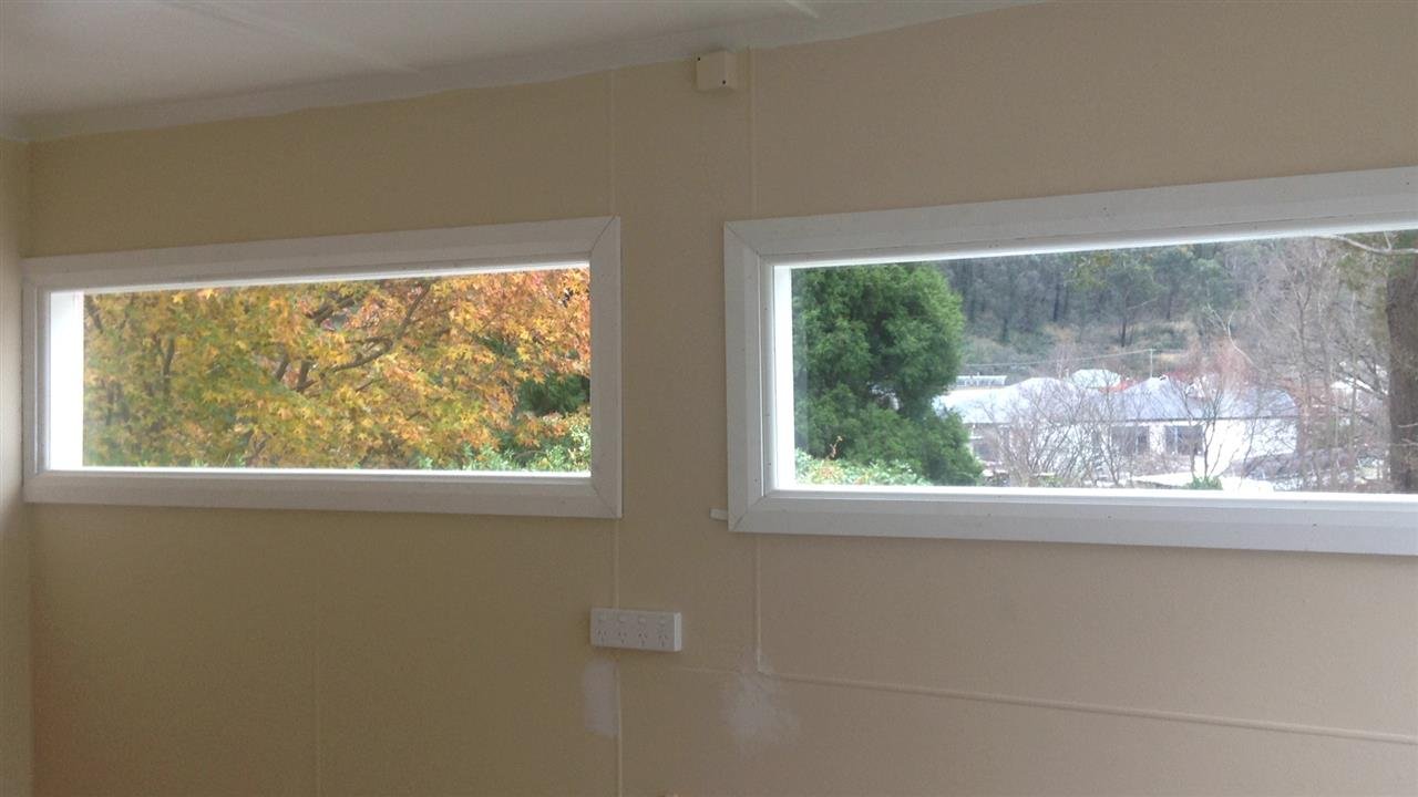 Completed double-glazed windows viewed from inside
