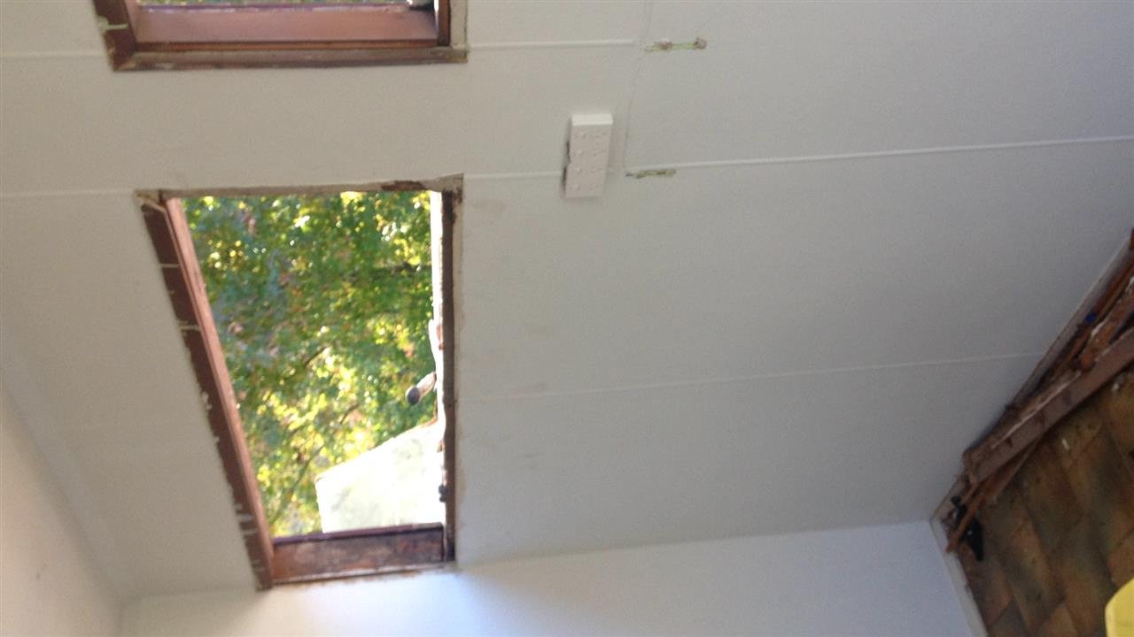 Window opening prepared for restoration and new glazing